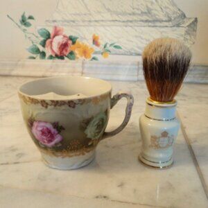 vintage porcelain shaving mug & brush